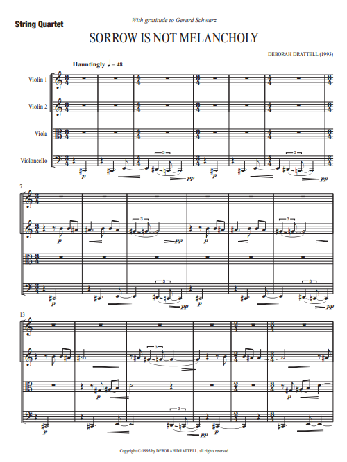 SORROW IS NOT MELANCHOLY String Quartet