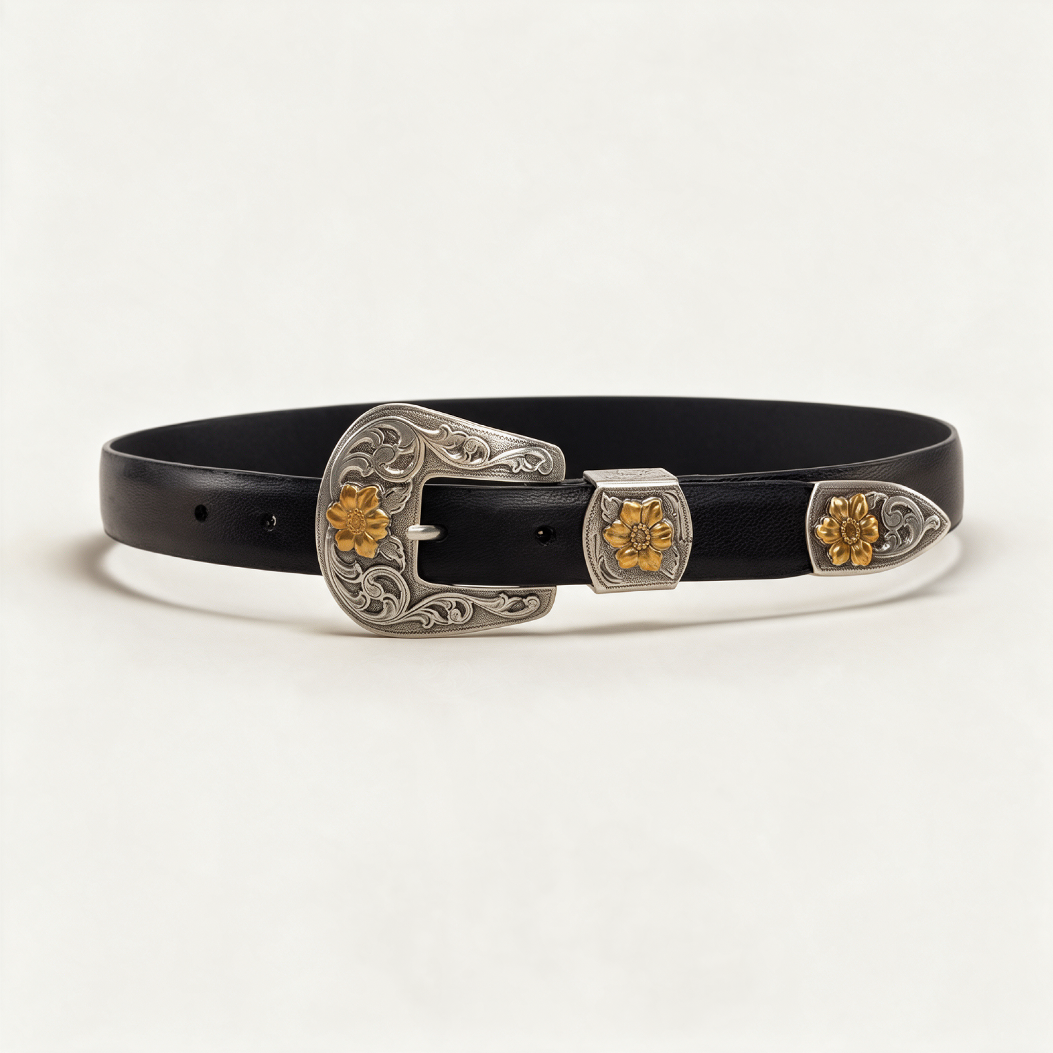 CAMILLA Black Lambskin, Gold Floral