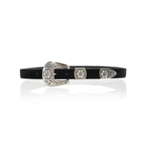 CAMILLA Black Suede, Silver Floral