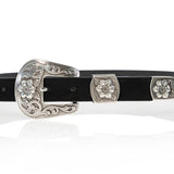 CAMILLA Black Suede, Silver Floral